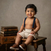 Baby Boy Suspender Shorts Outfit O078 | 1Y | White
