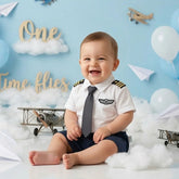 Baby Pilot Costume for Baby photo shoot props O137 | 12M | White