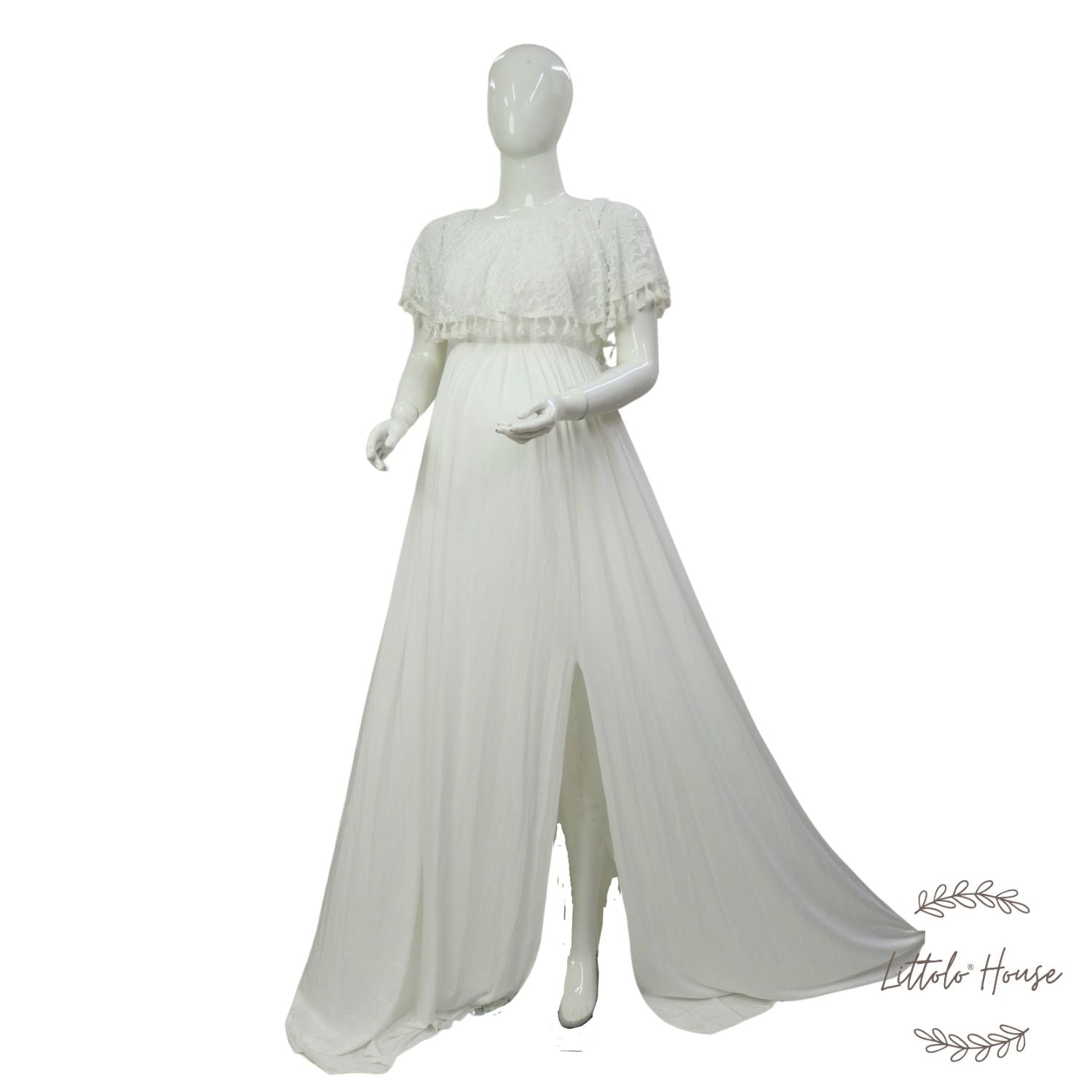 Off Shoulder Sleeves Gown M038 | M | Off White
