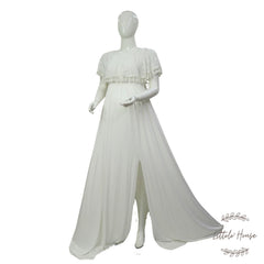 Off Shoulder Sleeves Gown M038 | M | Off White