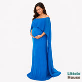 Off Shoulder Strapless Maxi Dress with attached Flare M024 Maternity Gown | L | Cornflower
