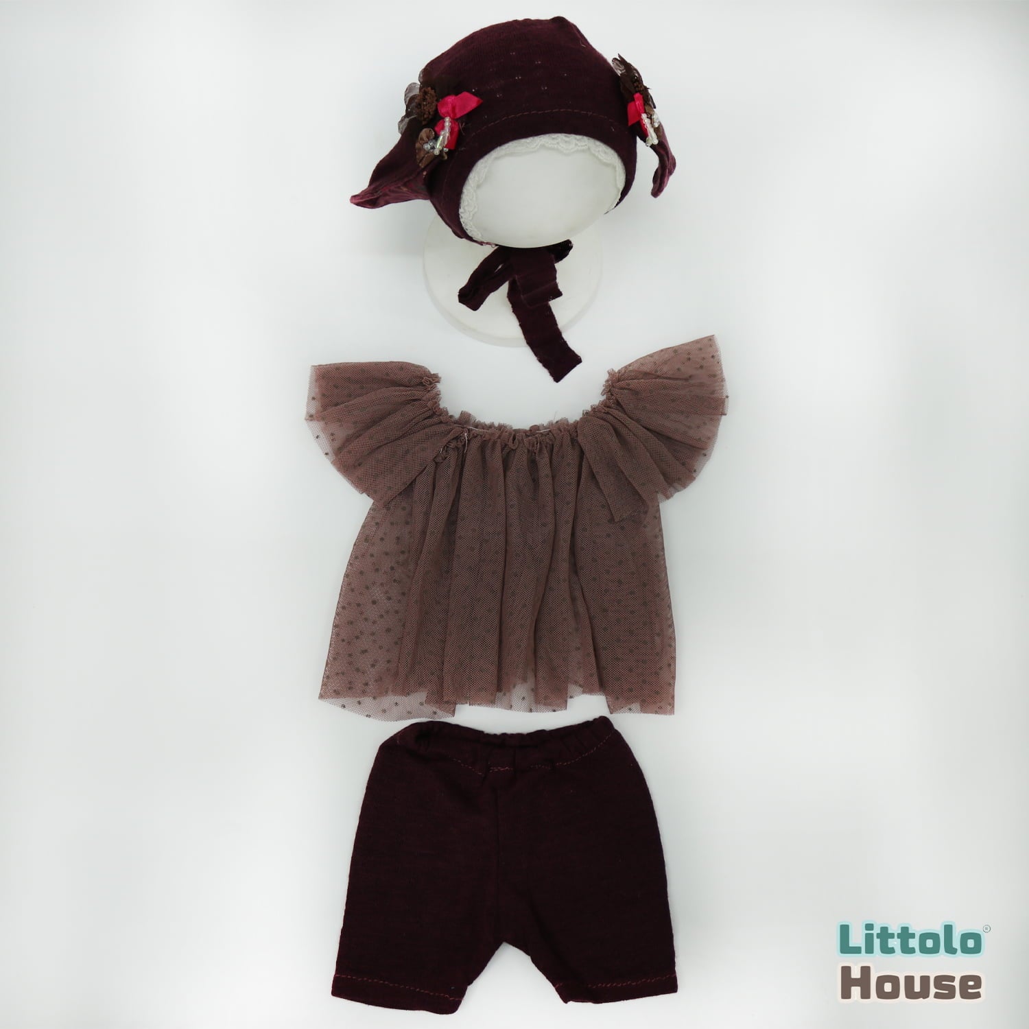 Baby Girl Rabbit Ear Bonnet Costume SR007 | NB | Wine
