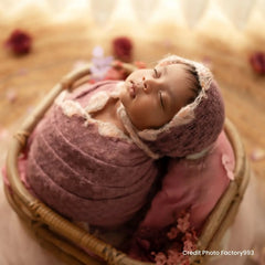 Baby Knitted Wrap with Knitted Bonnet Set of 2 SR083 | NB | Purple