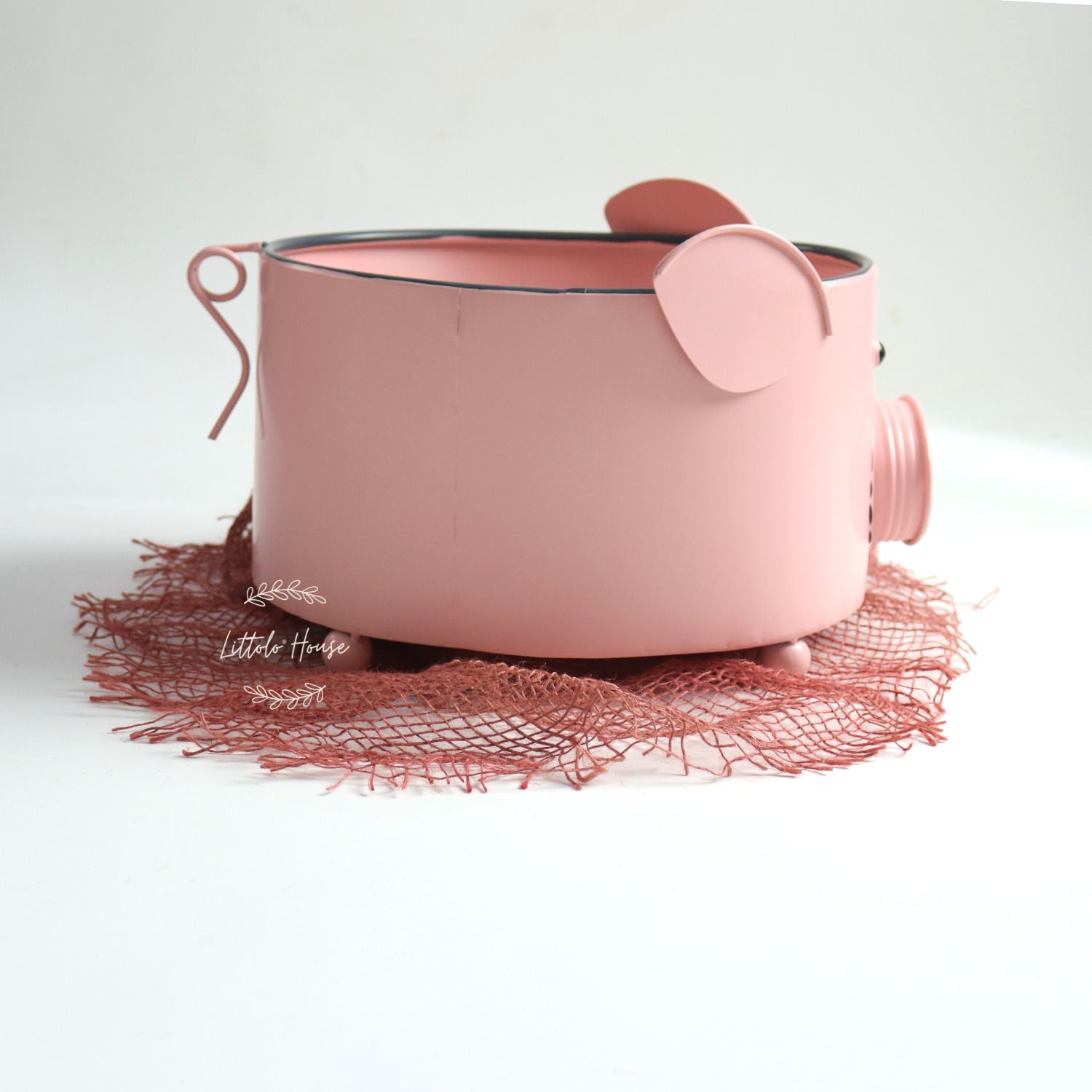 Piggy Basket | Iron Artware | Pink