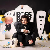 Boss Baby Leather Sofa | Wooden Decorative | Black