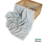 Raw Edge Chiffon Pearl Draping Wrap | Cloud