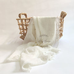 Raw Edge Chiffon Pearl Draping Wrap | Off White