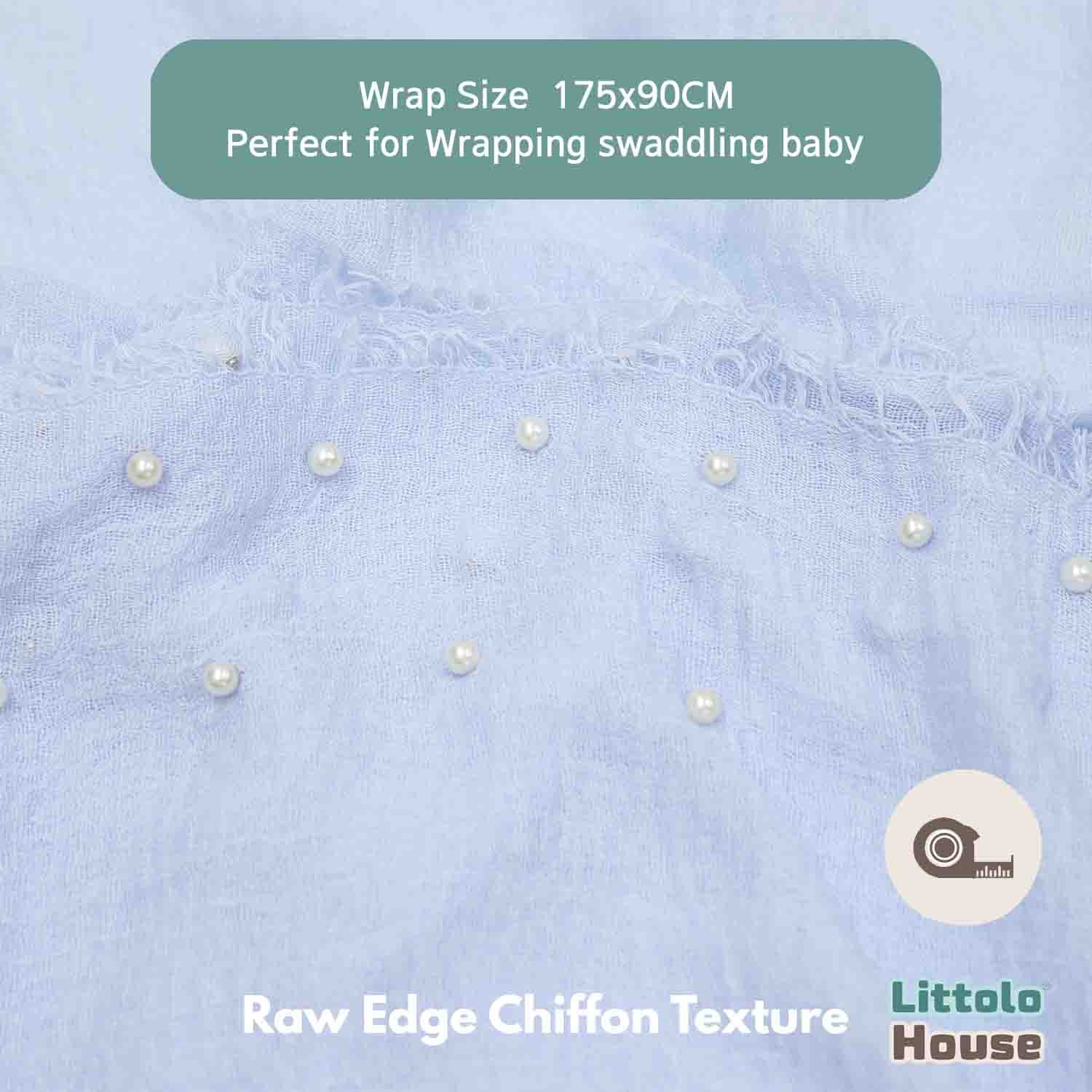 Raw Edge Chiffon Pearl Draping Wrap | Rhino