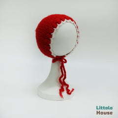 Baby Wool Knit Bonnet B021 | NB | Red