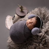 Baby Crochet Headphone and Slippers | 3M | Grey