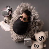 Neutral Jersey Velvet Stretch Wrap | Black