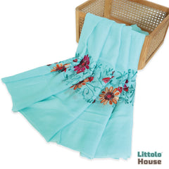 Retro Embroidery Dual-Use Wrap cum Layer | Bright Turquoise