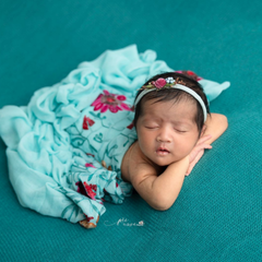 Retro Embroidery Dual-Use Wrap cum Layer | Bright Turquoise