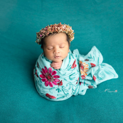 Retro Embroidery Dual-Use Wrap cum Layer | Bright Turquoise