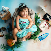 Retro Embroidery Dual-Use Wrap cum Layer | Bright Turquoise