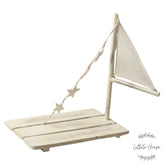 Sailing Raft | Wooden Decorative | Rustic Off White