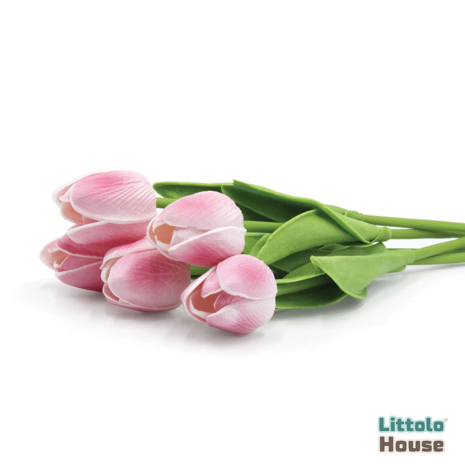 Artificial Bouquet of Tulips Silk Flowers Bunch of 5 | Pink