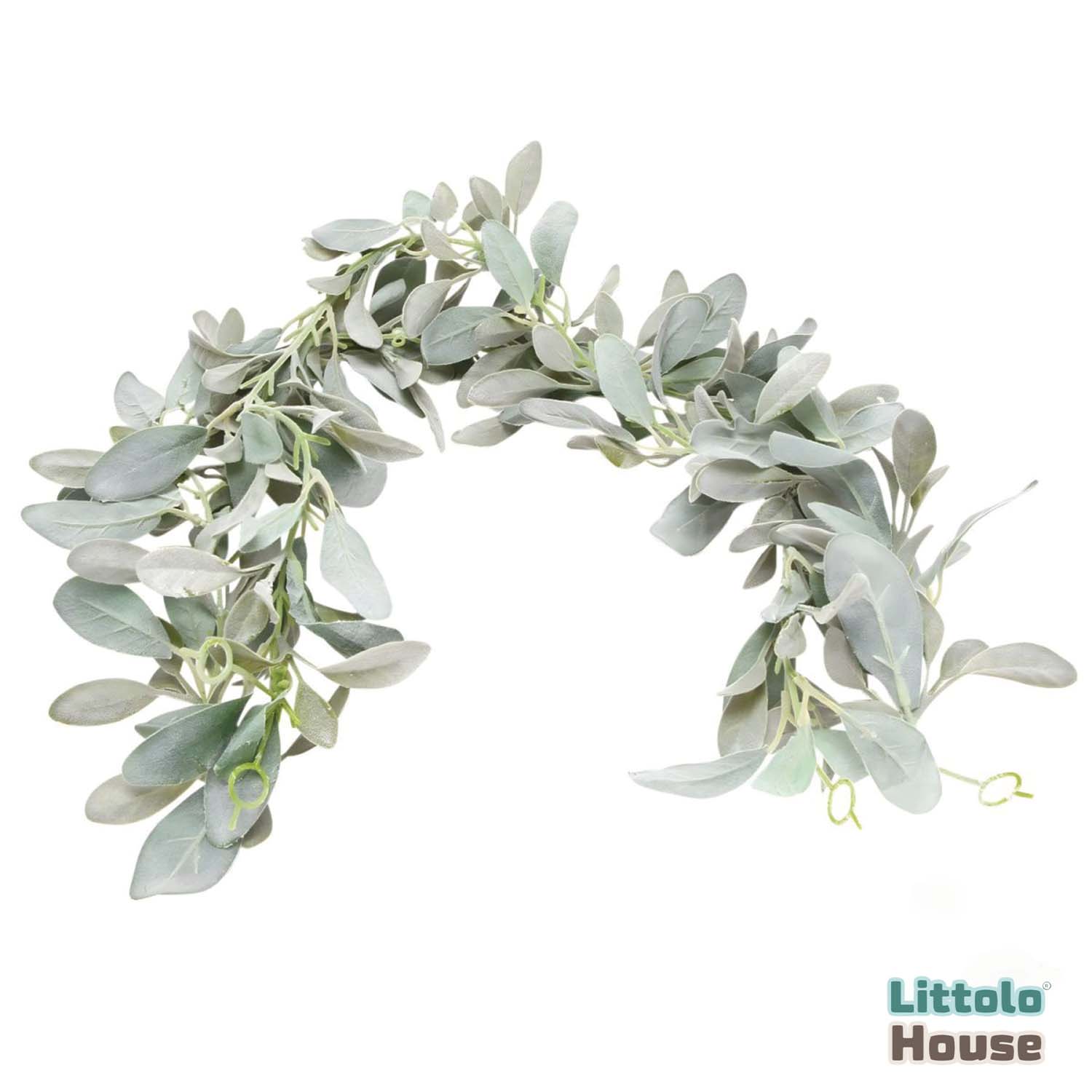 Artificial Flocking Leaves Lamb Ears Garland 1.7 Meters F068 | Pack of 1 | Green