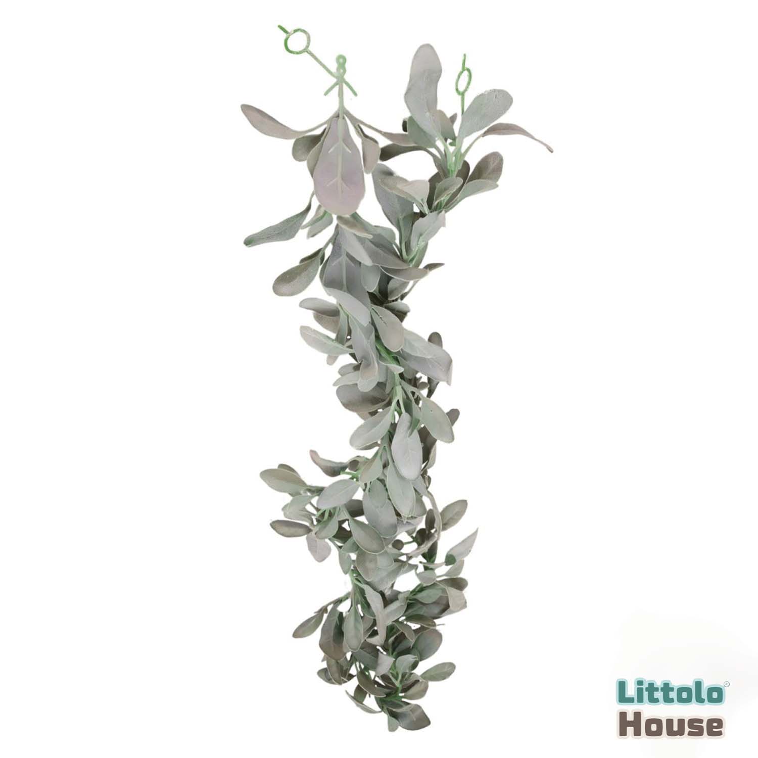 Artificial Flocking Leaves Lamb Ears Garland 1.7 Meters F068 | Pack of 1 | Green