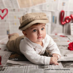 Baby Boy Suit Romper with Cap and Bow Tie Outfit O044 | 6M | White Brown