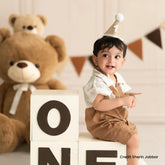 Baby 1 Year Linen Hat with Pompom D002 | Decorative Add-ons | Brown