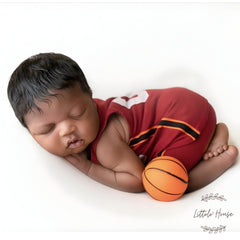 Baby Boy Sports Jersey & Short with Basket Ball O114 | NB | Burgundy