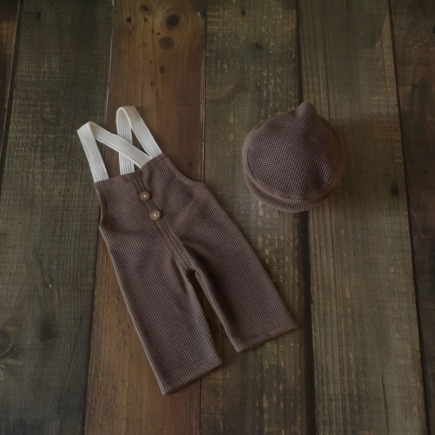 Baby Boy Straps Pant with Cap O124 | 2M | Peanut