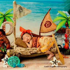Baby Moana Crochet Toddler Outfit O210 | 3-6 Months | Orange