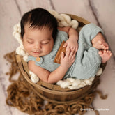 Baby Texture Knitted Romper with Hat O227 | NB | Sage Green