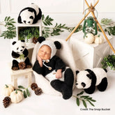 Baby Panda Romper with Bonnet O180 | NB | Black White