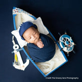Mediterranean Style Rustic Ship Sailing Boat Set of 2 D025 | Decorative Add-ons | White Blue