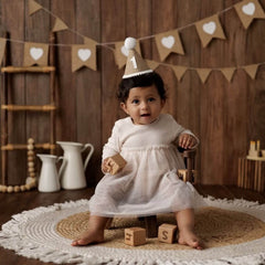 Baby 1 Year Linen Hat with Pompom D002 | Decorative Add-ons | Brown