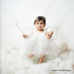 Baby Angel Lace Wings with Magic Wand O033 | 12M | White
