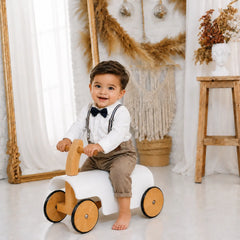 Toddler Ride-On Scooter Prop | Wooden Decorative | White