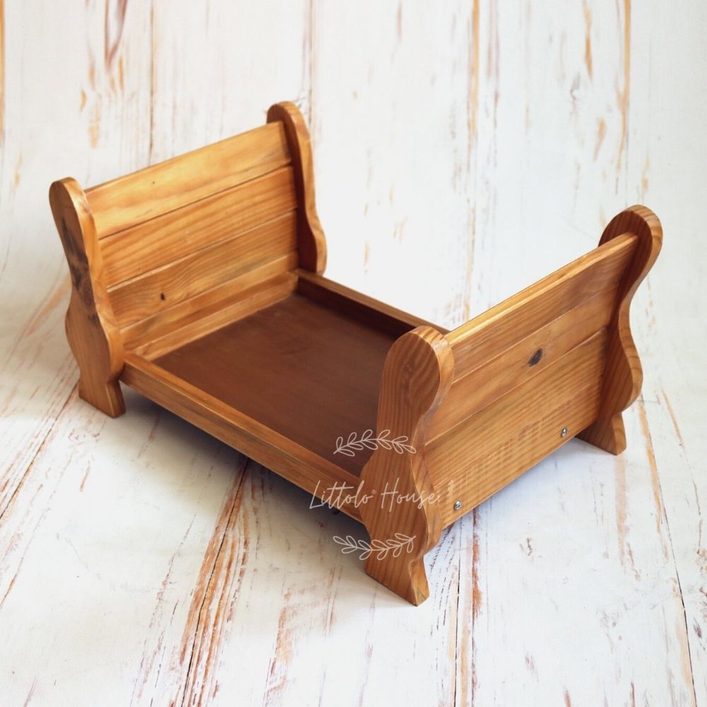 Traditional Style Curved High Boards Bed W061 | Wooden Decorative | Natural Wood
