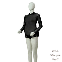 Transparent Net Full Sleeves Highneck Bodysuit | Black M047 | M | Black