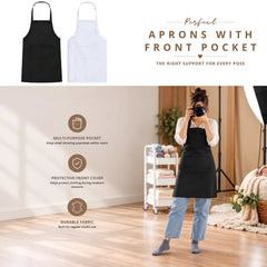 Unisex Aprons with Front Pocket for Men and Women Free Size A002 Pack of 1 | M | Black