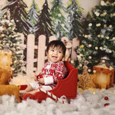 Santa Claus Reindeer Christmas Sleigh W055 | Wooden Decorative | Red