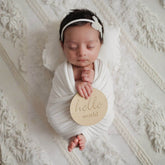 Hello World Milestone Card | Wooden Decorative | Natural Wood