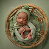 Handspun Chunky Wool Layer With Bonnet SR097 | NB | Bean Green