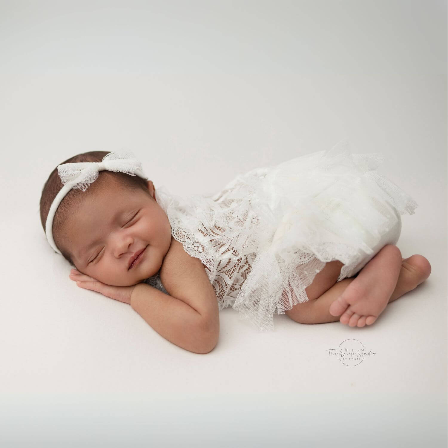 Baby Girl Ruffle Lace Romper with Headband O225 | 3M | White
