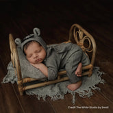 Baby Romper with Bonnet and Teddy SR020 | Set of 3 | 2M | Grey