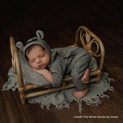 Baby Romper with Bonnet and Teddy SR020 | Set of 3 | 2M | Grey