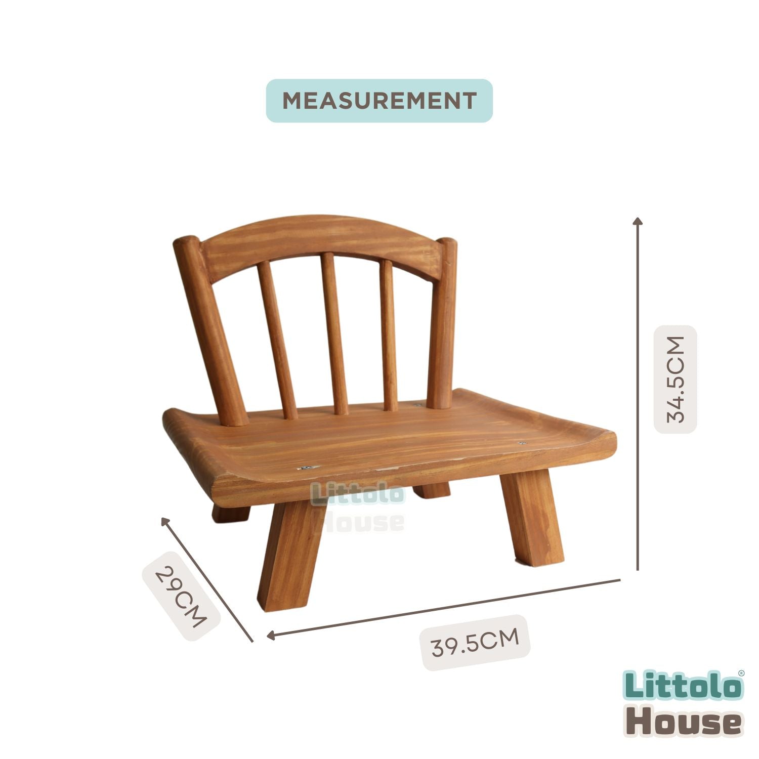Wide Base Wooden Accent Chair | Wooden Decorative | Natural Wood