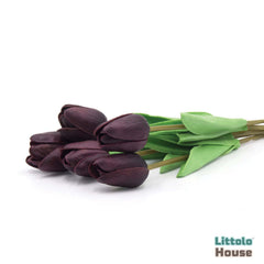 Artificial Bouquet of Tulips Silk Flowers Bunch of 5 | Wine