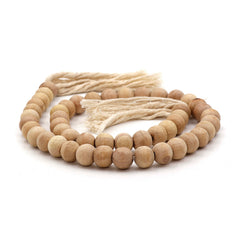 Wooden Beads Garland with Tassels Medium | Natural Wood