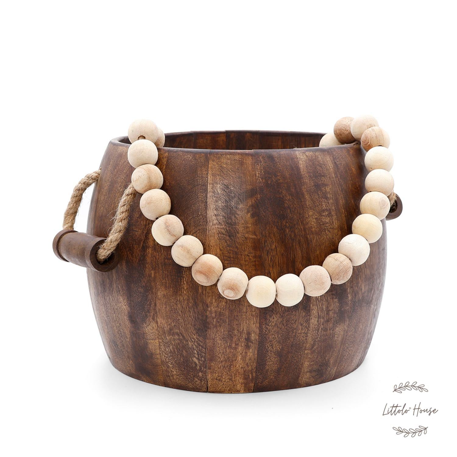 Wooden Beads Garland with Tassels Large | Natural Wood