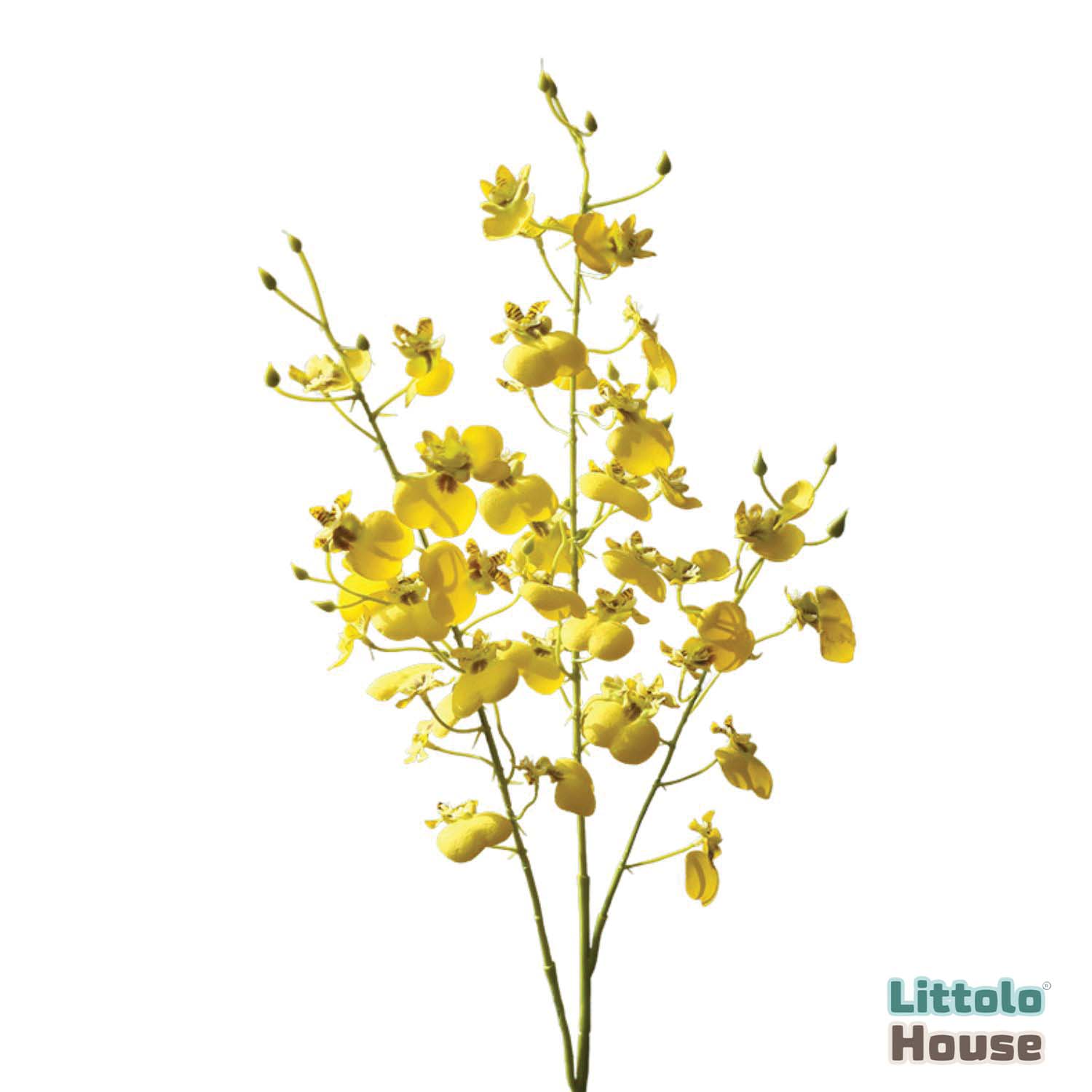 Artificial Dancing LAN Heart Orchid Flower Stick F073 | Pack of 2 | Yellow