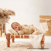 Vintage Charpai / Khatli Style Bed | Wooden Decorative | Brown White