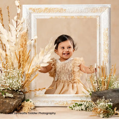Lace Frill Frock with Bonnet, Posing Aid and Botties SR030 | 4M | Cream